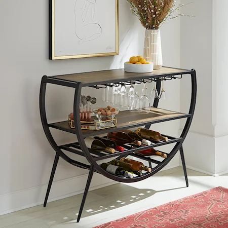 Contemporary Accent Bar Table with Wine Bottle Racks
