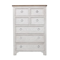Farmhouse 7-Drawer Chest in Distressed White Finish