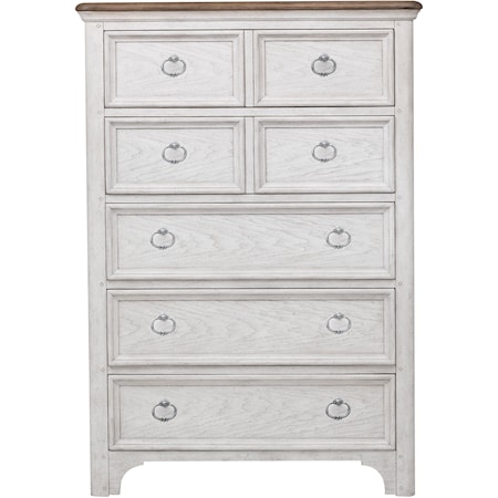 Farmhouse 7-Drawer Chest in Distressed White Finish