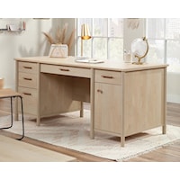 Transitional Double Pedestal Executive Desk with Drop-Front Keyboard/Mousepad