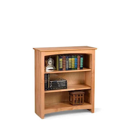 Customizable 36 X 36 Solid Wood Alder Bookcase with 2 Open Shelves