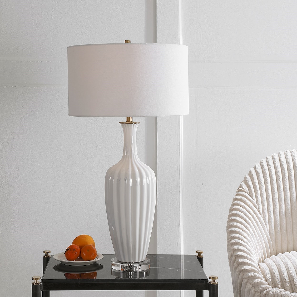 Uttermost Table Lamps Strauss White Ceramic Table Lamp