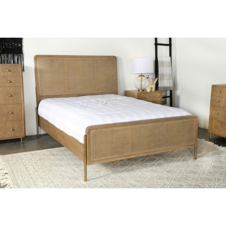 Rattan Queen Panel Bed