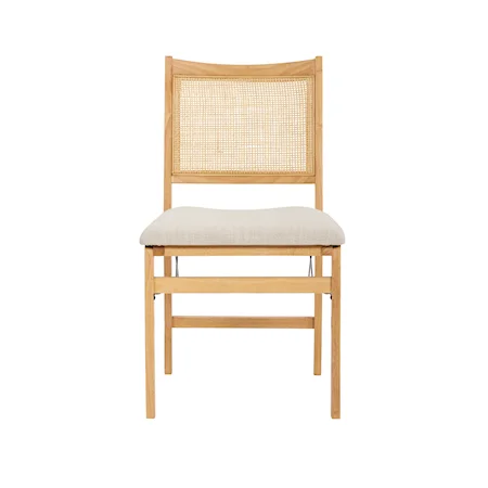 Rattan Cane Folding Dining Side Chair, Beige
