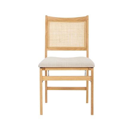 Rattan Cane Folding Dining Side Chair, Beige