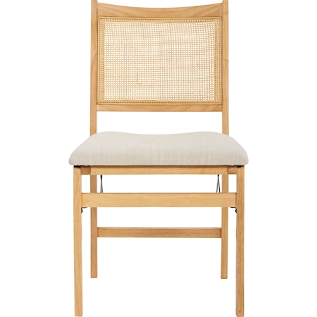 Rattan Cane Folding Dining Side Chair, Beige