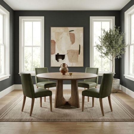 5-pc. Pedestal Dining Set w/Uph. Side Chairs