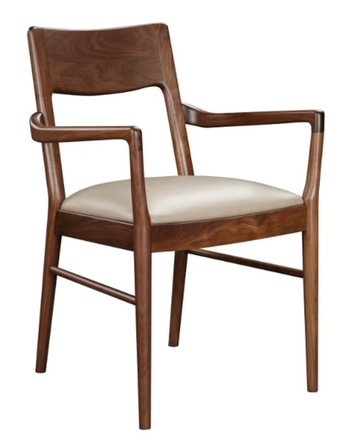 Mid-Century Modern Arm Chair with Leather Upholstered Seat
