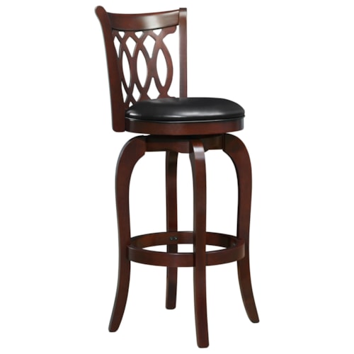 Transitional Swivel Barstool with Upholstered Seat