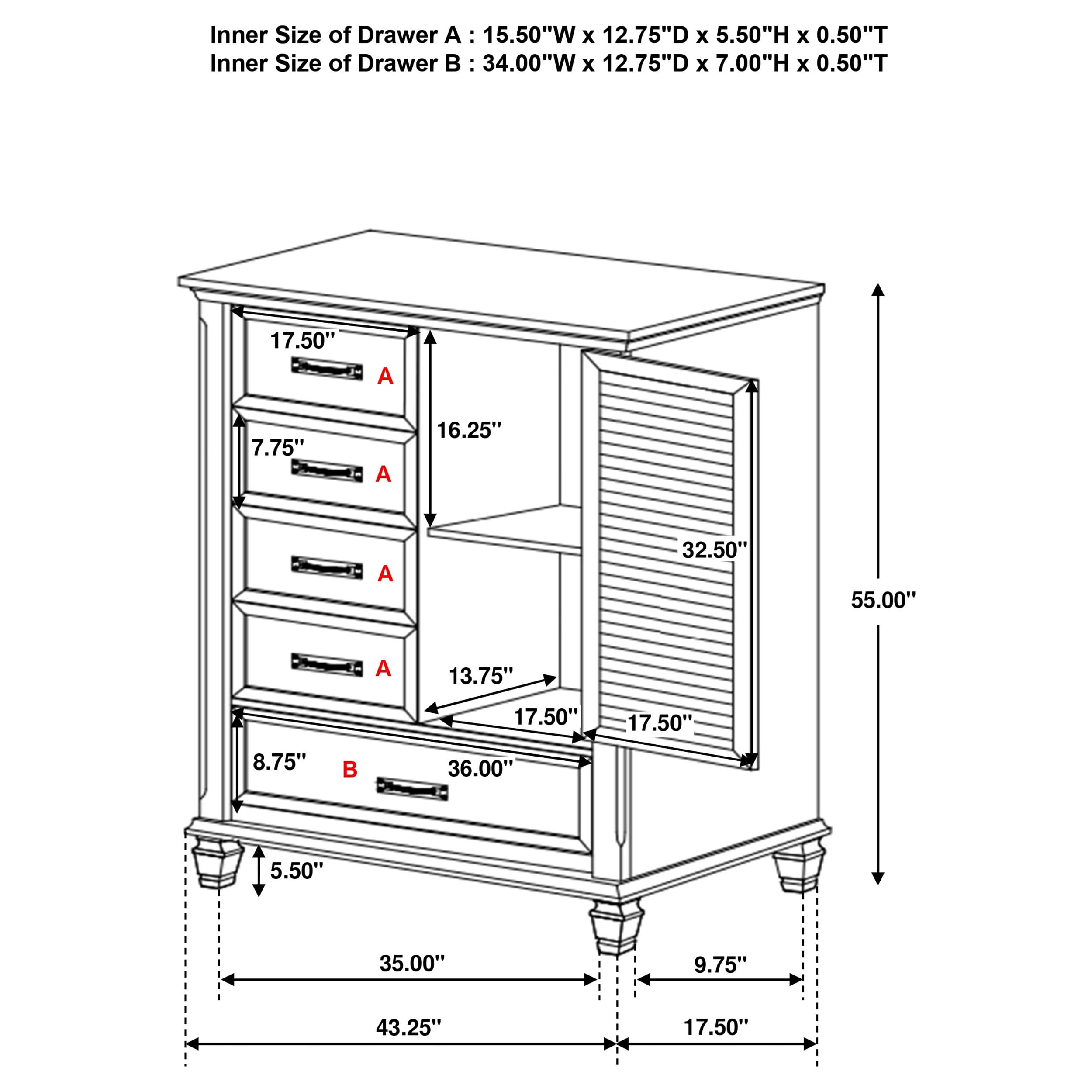 5-drawer Door Chest