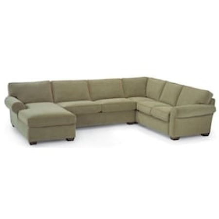 Casual 5-Seat Sectional Sofa with Rolled Sock Arms
