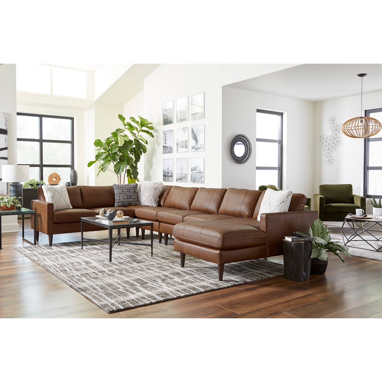 Best Home Furnishings Trafton Leather 6-Seat Sectional Sofa w/ Chaise