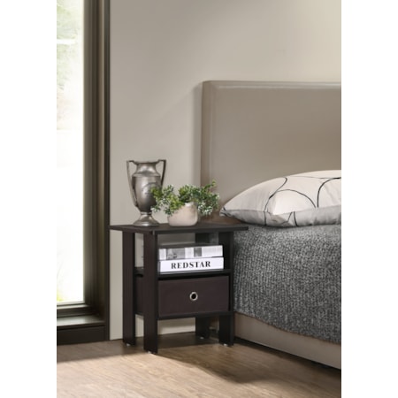 Nightstand with Drawer and Open Shelf