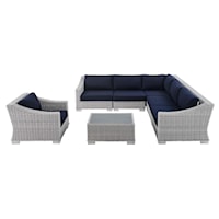 Sunbrella® Outdoor Patio Wicker Rattan 7-Piece Sectional Sofa Set