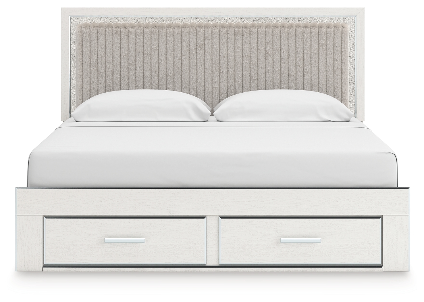 King Upholstered Panel Platform Storage Bed