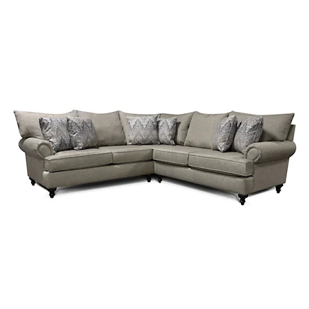 Traditional 2-Piece Sectional Sofa with Rolled Arms