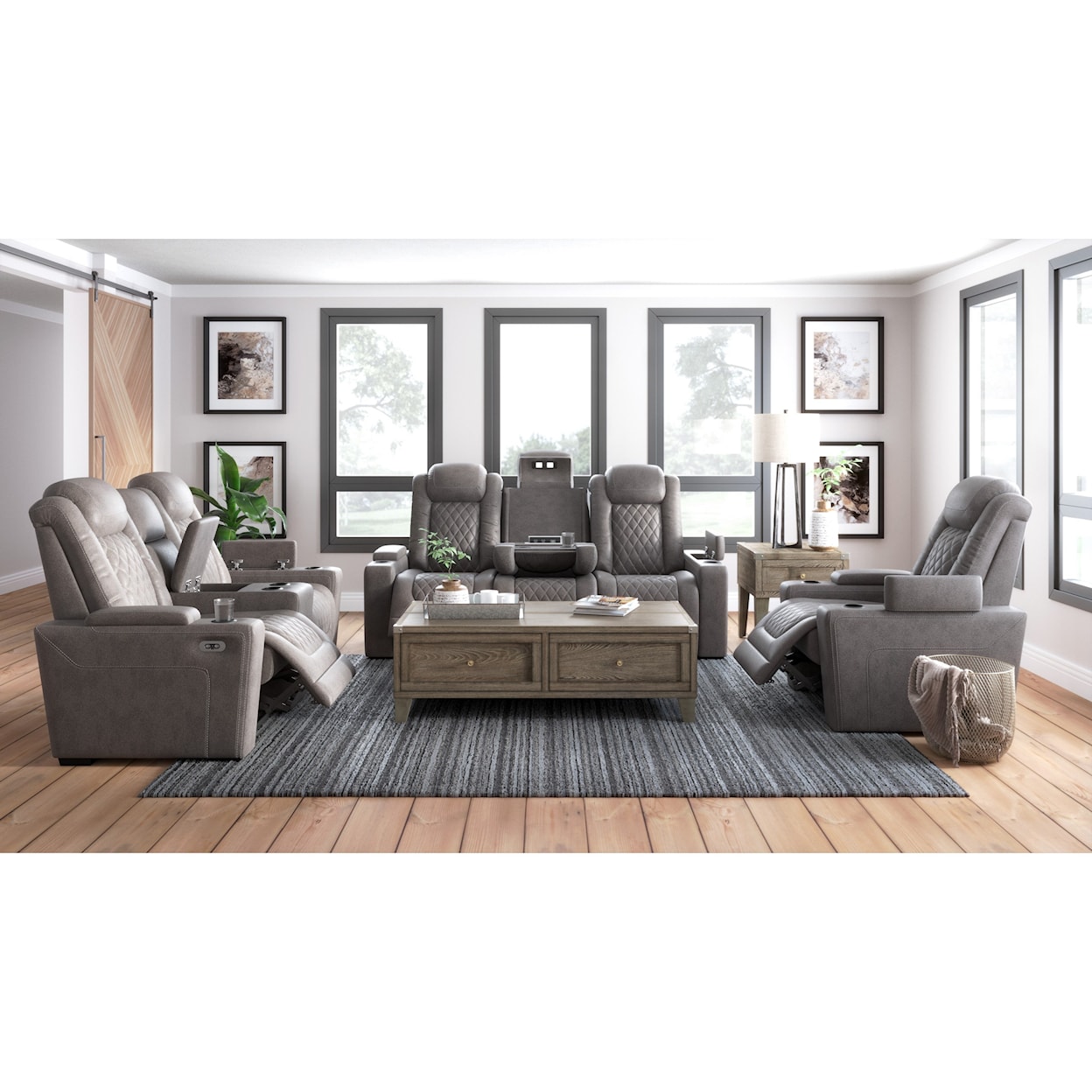 Signature Design by Ashley Furniture Hyllmont Pwr Rec Sofa with Adj Headrests