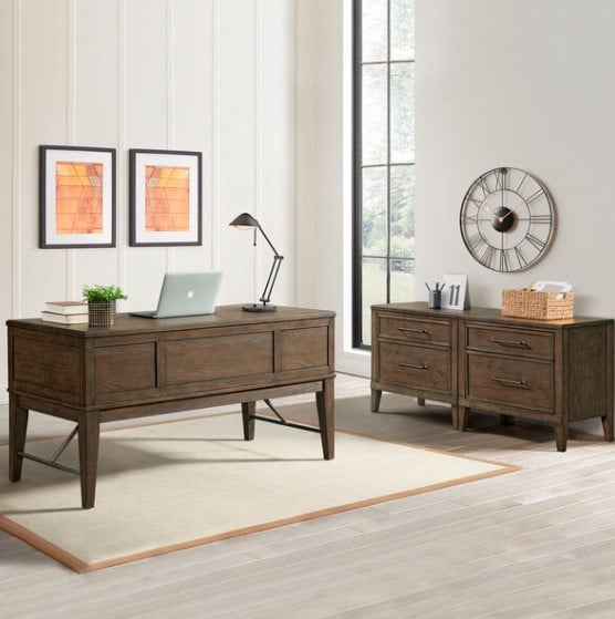 Intercon Preston PNHO5830WDWVOC Transitional Pedestal Desk