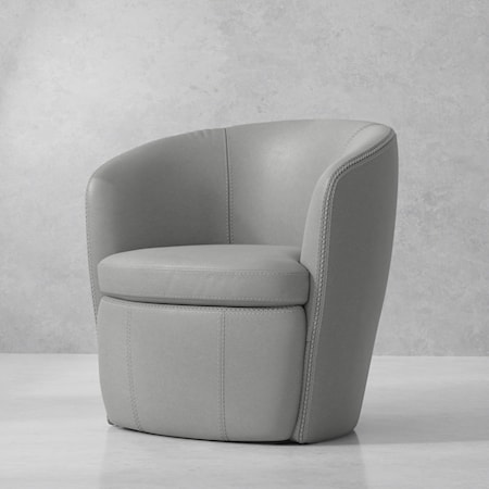 Leather Swivel Barrel Chair