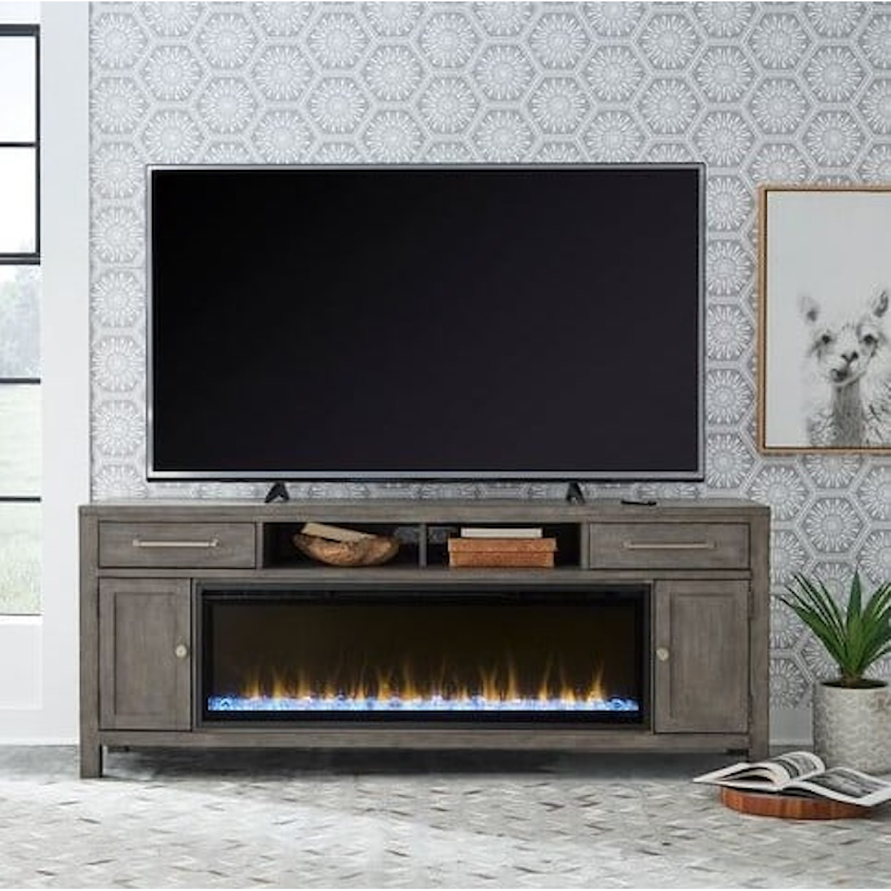 Libby Fireplace TV Consoles 78" TV Console w/ Built In Firebox