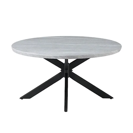 Contemporary Faux-Marble Round Cocktail Table