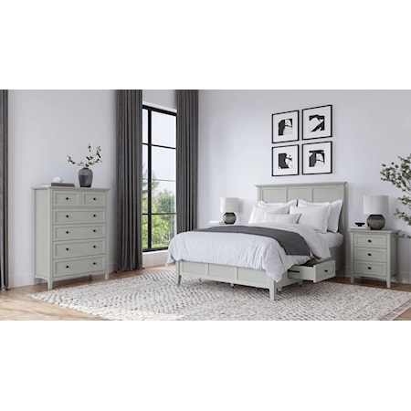 Transitional Full Bedroom Set with Storage Drawers and Chest