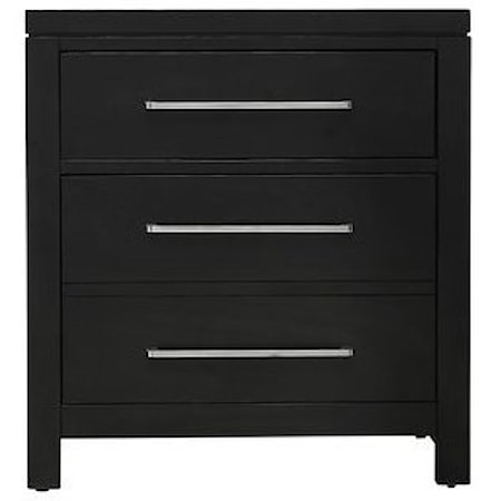 Contemporary Nightstand with Nickel Bar Pulls