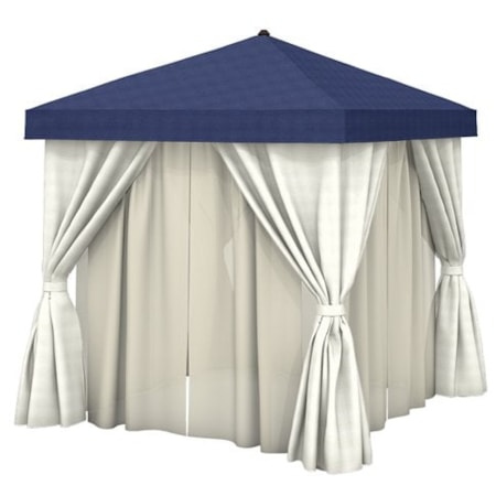 8' Sq. Cabana w/Fabric Curtains & Sheer Rods