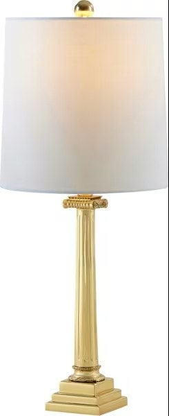 Transitional Brass Table Lamp with Round Linen Shade