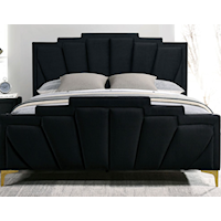 Glam Upholstered Queen Panel Bed with Channel Tufting