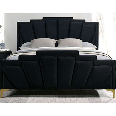 Upholstered Queen Panel Bed - Black