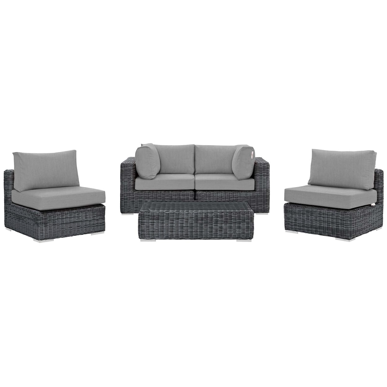 Modway Summon Outdoor 5 Piece Sectional Set