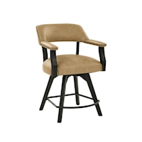 Riley Mid-Century Modern Faux-Leather Counter Height Arm Chair