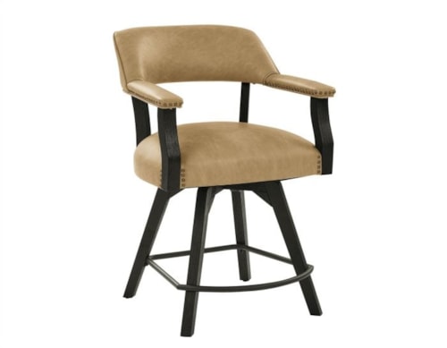 Transitional Faux-Leather Counter Height Arm Chair