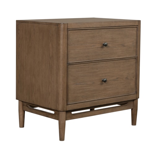 Transitional 2-Drawer Nightstand with Outlets