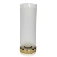 Contemporary Glass Candle Holder with Brass-Colored Base