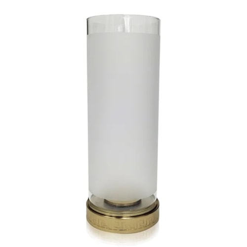 Contemporary Glass Candle Holder with Brass-Colored Base