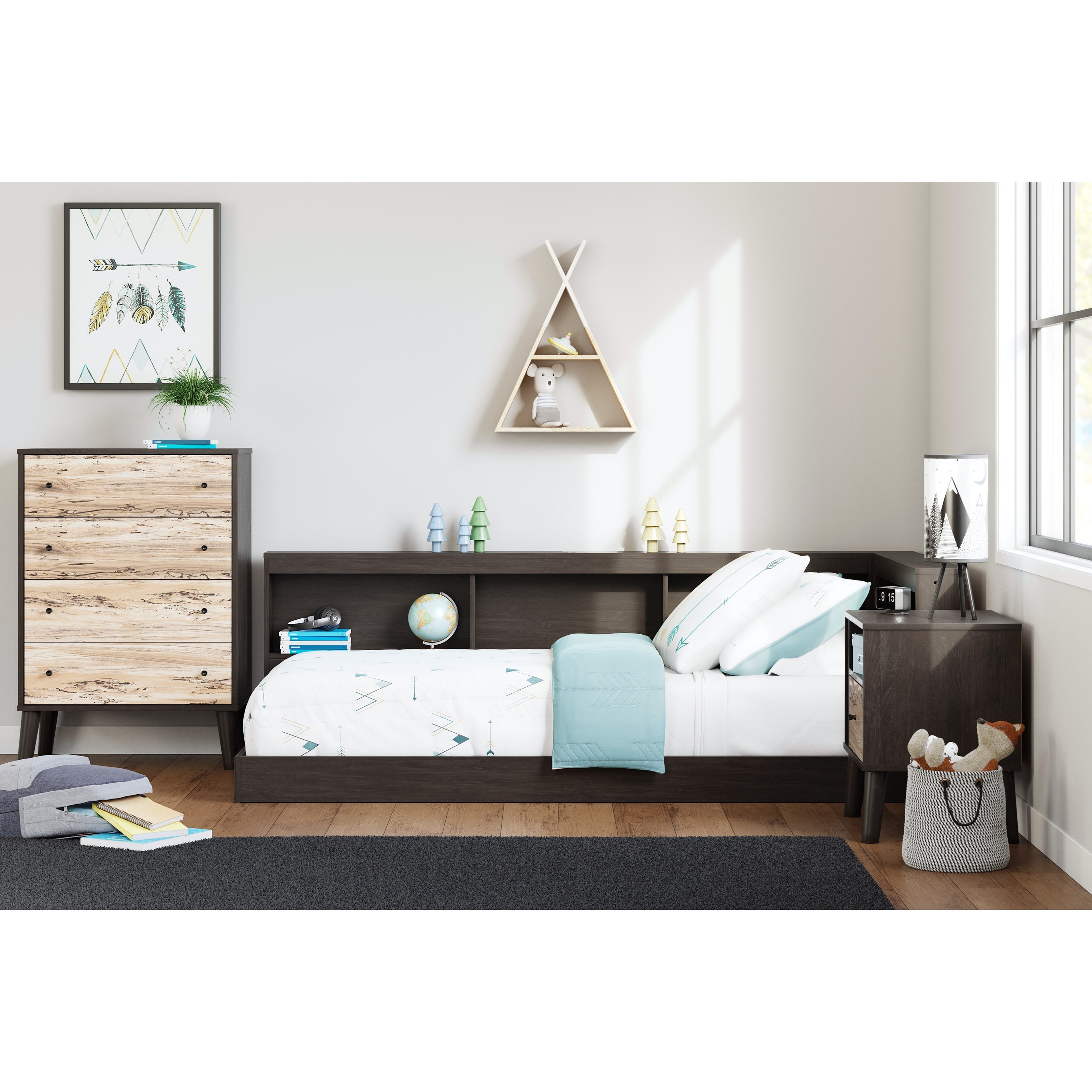 Signature Design by Ashley Piperton EB5514B1 Twin Bookcase Storage Bed Pedigo Furniture Bed