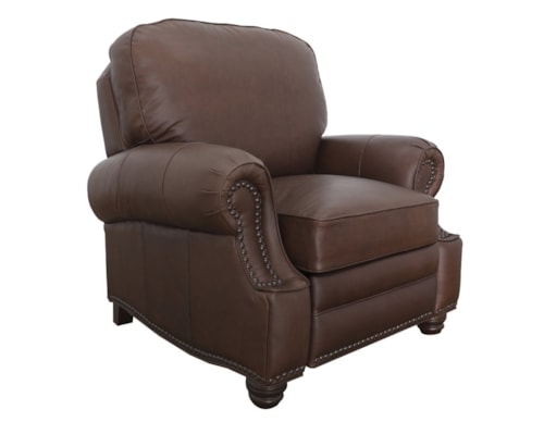 Traditional Push Back Recliner with Nail Head Trim