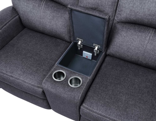 Transitional Power Reclining Loveseat with Console