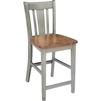 Contemporary San Remo Counter Stool in Hickory / Stone