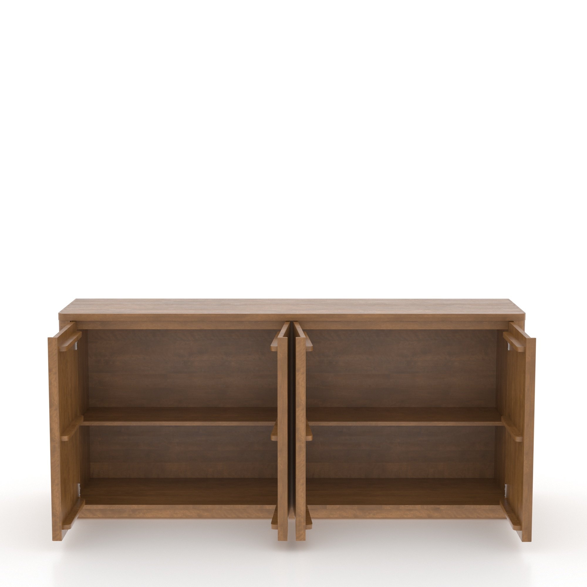 Four-Door Grooved Wood Buffet w/Fluted Doors