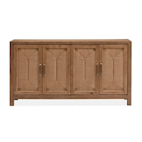Farmhouse 4-Door Buffet with Paper Cord Woven Panels