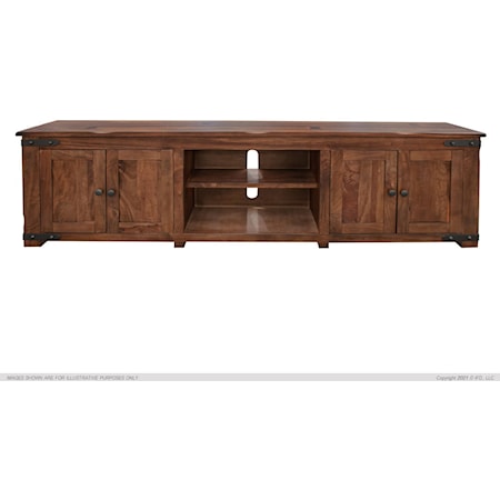 Parota Rustic 93" TV Stand with 4-Doors