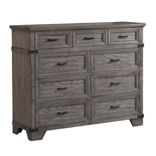 Rustic Industrial 9-Drawer Bedroom Chest