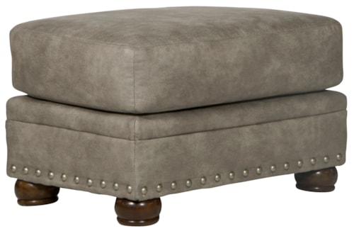 Transitional Rectangular Ottoman with Nailhead Trim