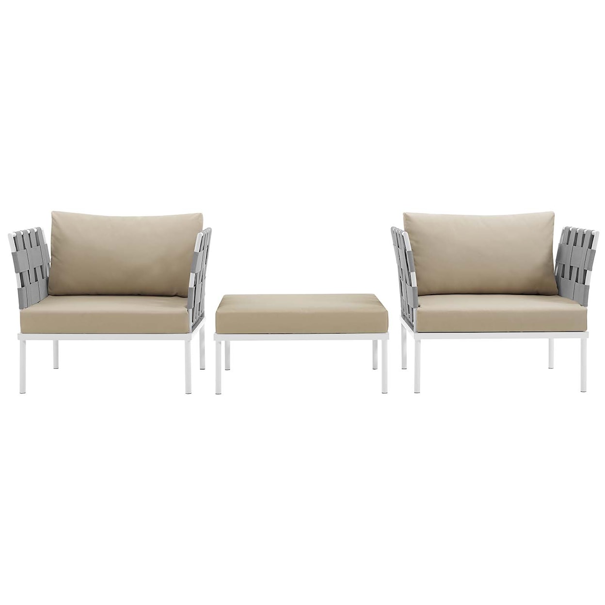 Modway Harmony Outdoor 3 Piece Sectional Sofa Set