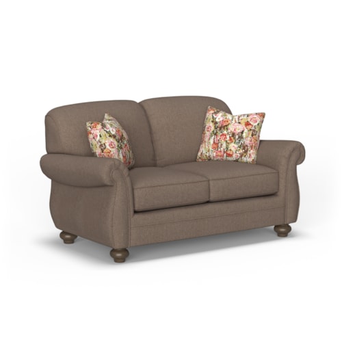 Transitional Loveseat with Bun Feet