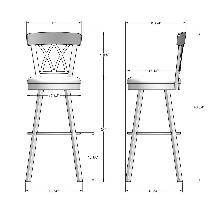 Amisco Brittany 34" Spectator Height Swivel Stool