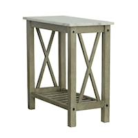 Farmhouse Chairside Table with Faux Marble Top